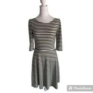 Fury Black and White Striped Casual Fitted Dress Women’s Size Medium